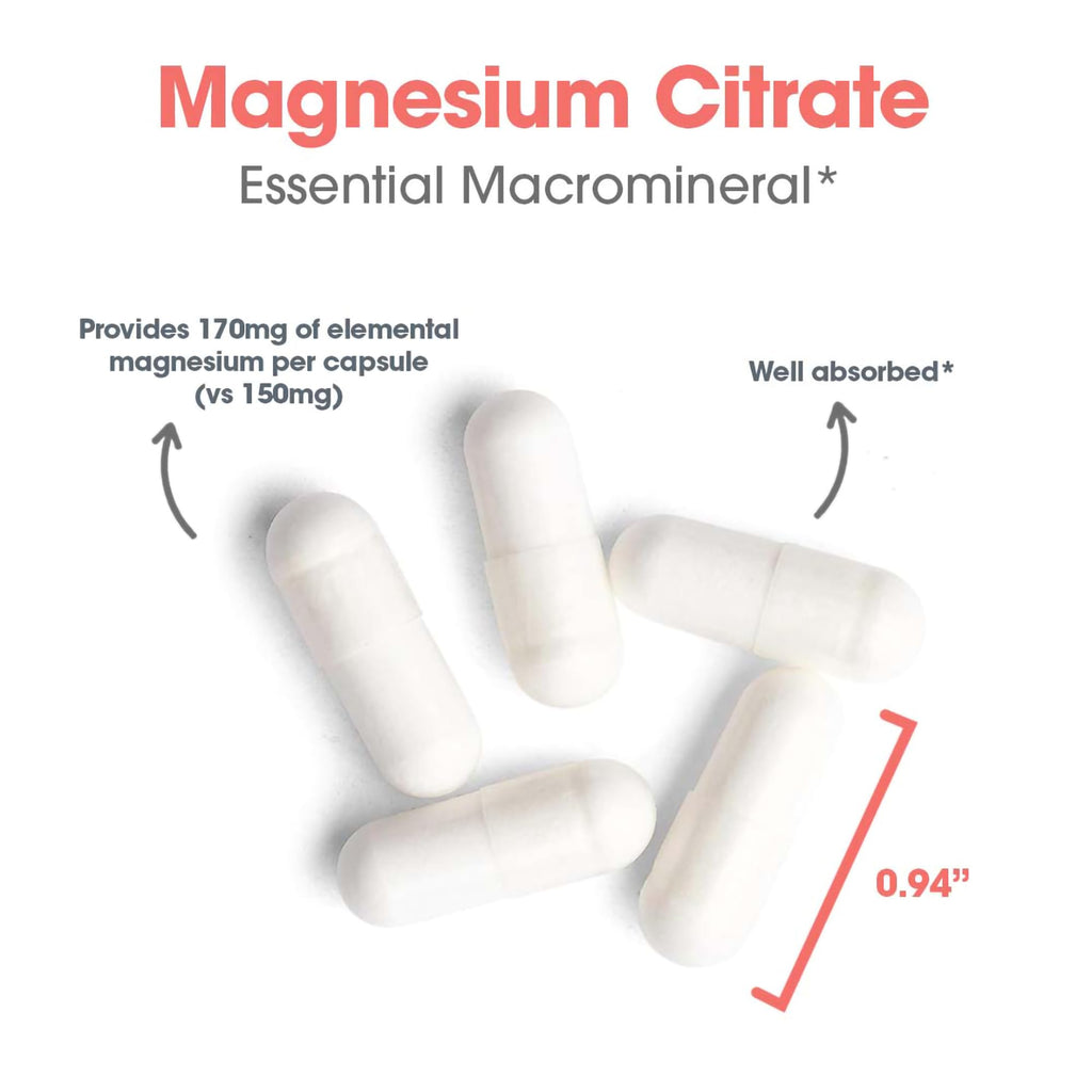 Allergy Research Group Magnesium Citrate Supplement – 170 mg per Capsule | 180 Vegetarian Capsules