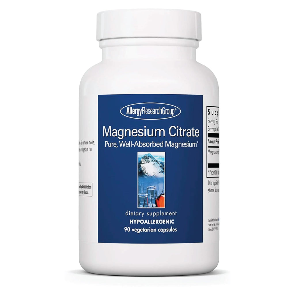 Allergy Research Group Magnesium Citrate Dietary Supplement - Bone & Stress Support, Vegetarian Capsules (90 Count)