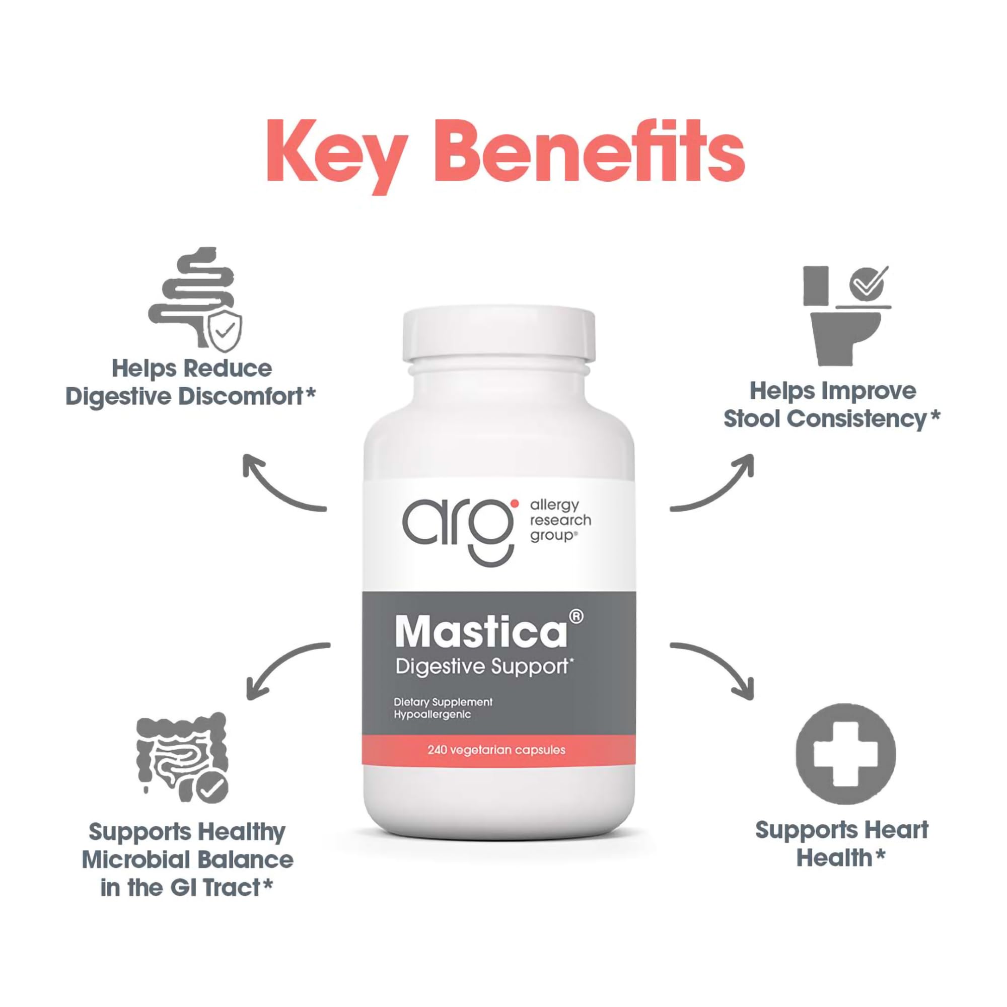 Allergy Research Group Mastica - Mastic Gum Capsules for Digestive Health - 240 Count
