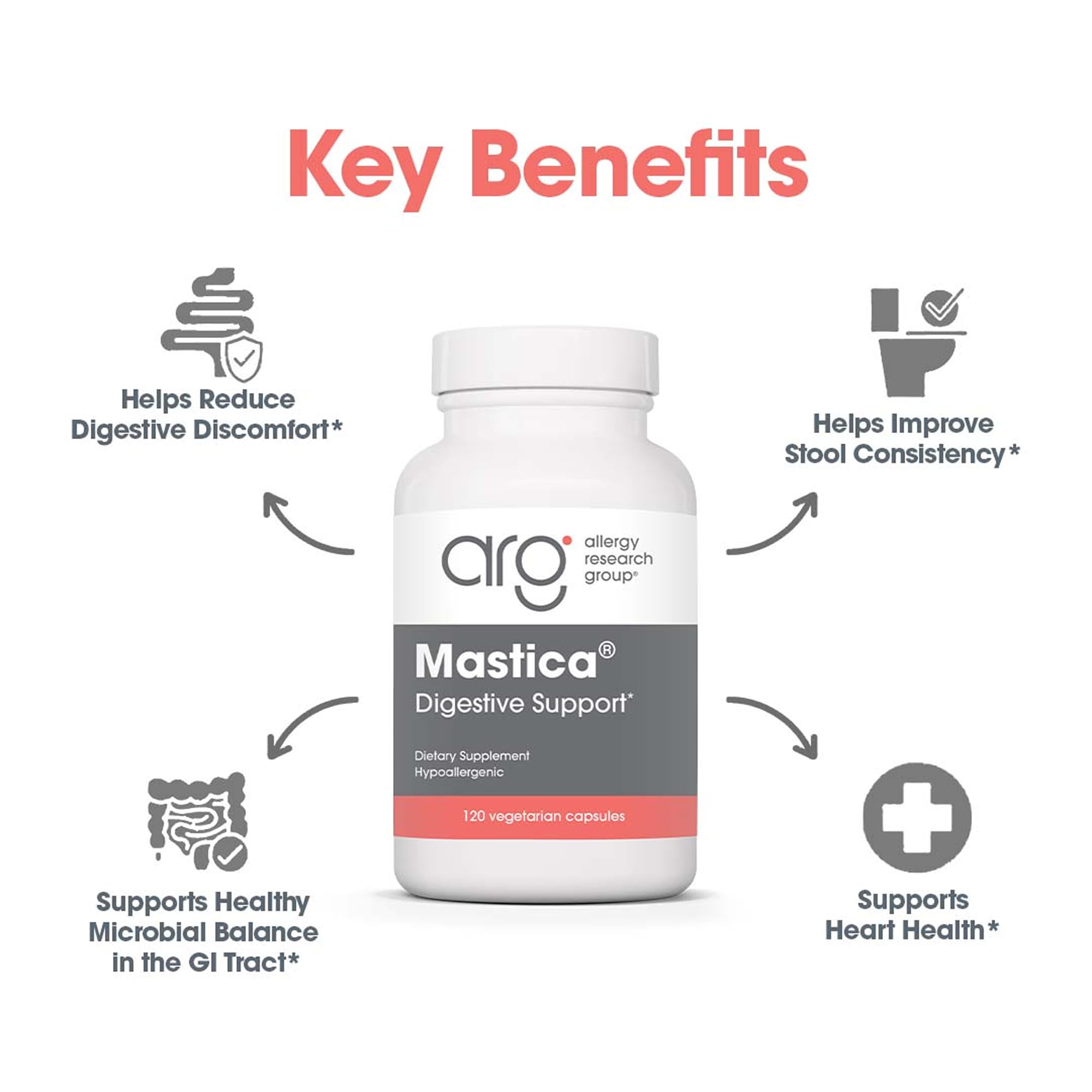 Allergy Research Group Mastica - 500 mg Mastic Gum Capsules for Digestive Support (120 Count)