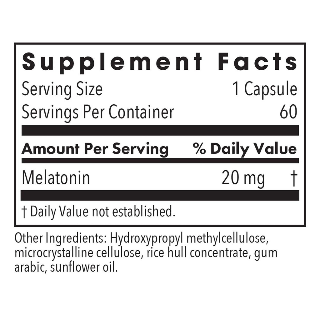 Allergy Research Group Melatonin 20mg - Extra Strength Sleep Aid (60 Count)