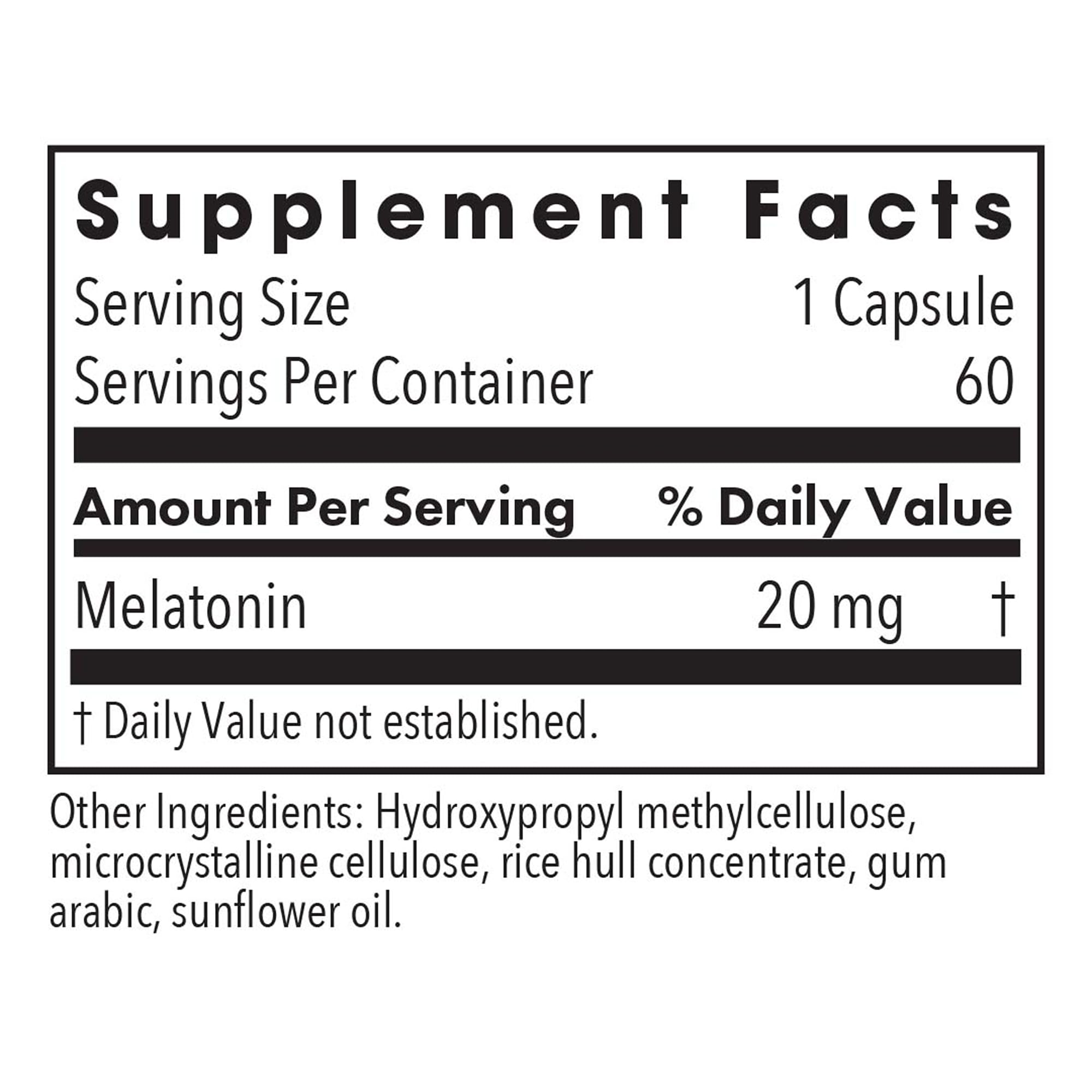 Allergy Research Group Melatonin 20mg - Extra Strength Sleep Aid (60 Count)