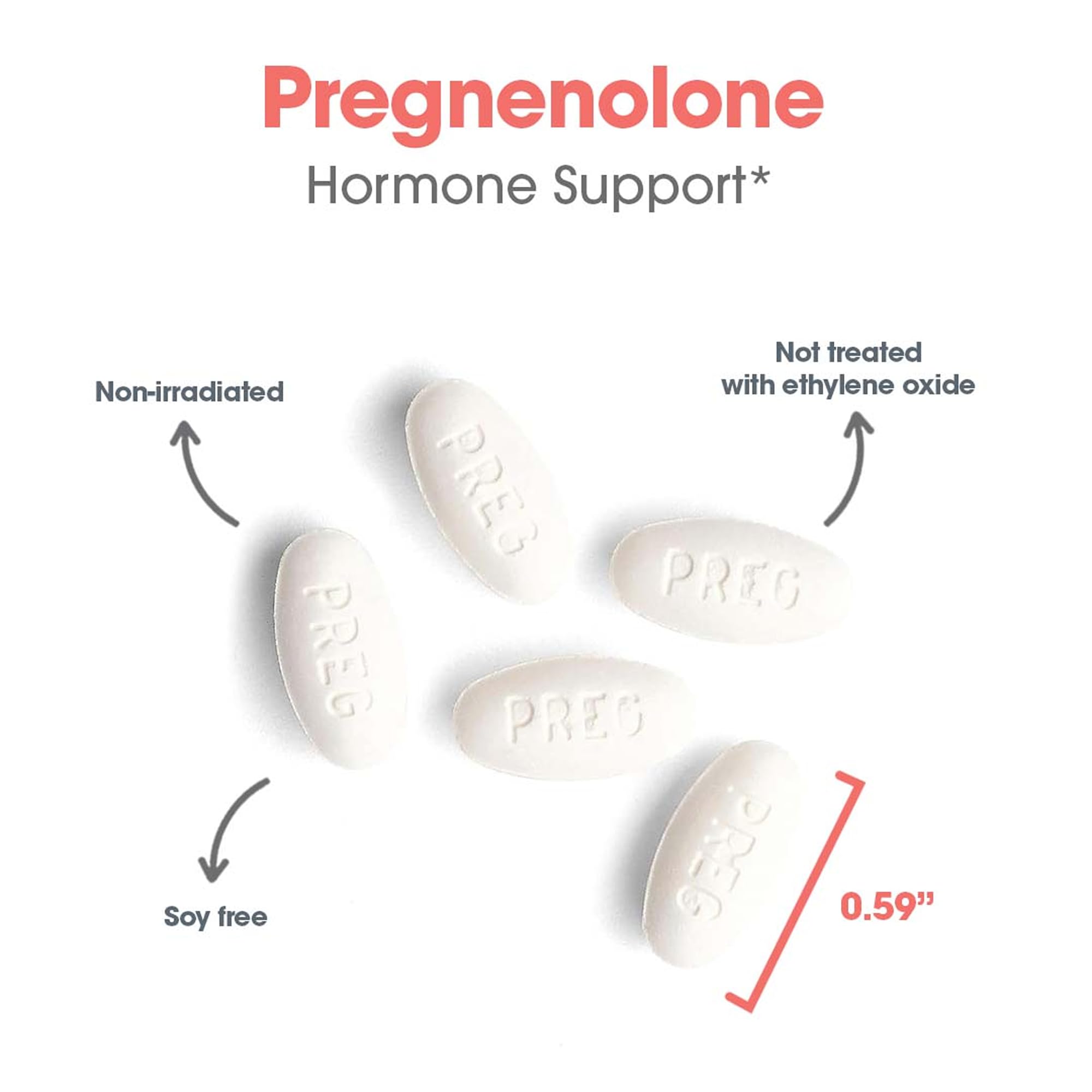 Allergy Research Group Pregnenolone Supplement 50mg - Hormone & Stress Support - Non-GMO Wild Yam, Micronized Lipid Matrix, Plant-Sourced - 60 Tablets