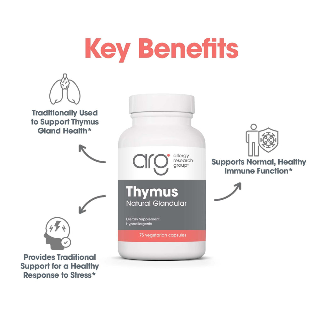 Allergy Research Group Thymus Glandular – 1000mg Ovine Thymus, Hypoallergenic, 75 Count