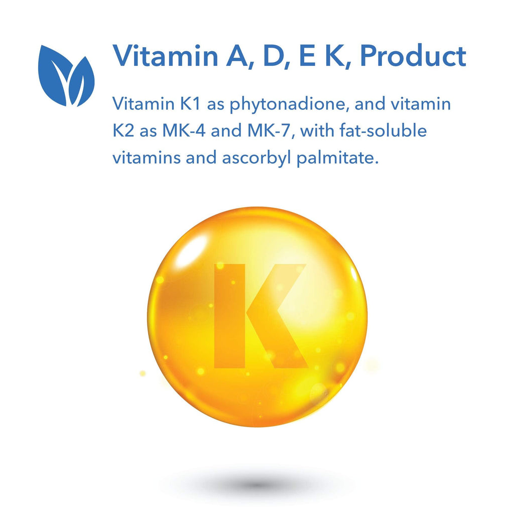 Allergy Research Group Full Spectrum Vitamin K - K1 & K2 (MK-4/MK-7), D3 & A - 90 Count