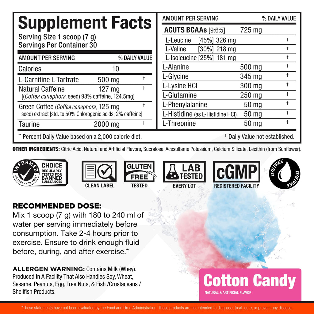 ALLMAX A:CUTS Amino-Charged Energy Drink Cotton Candy - 210 g | 30 Servings