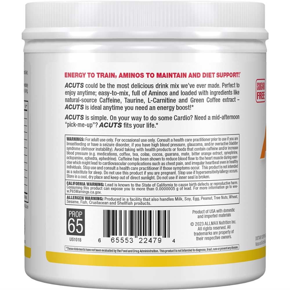 ALLMAX A:CUTS Amino-Charged Energy Drink - Pina Colada (210 g) - Sugar & Gluten Free