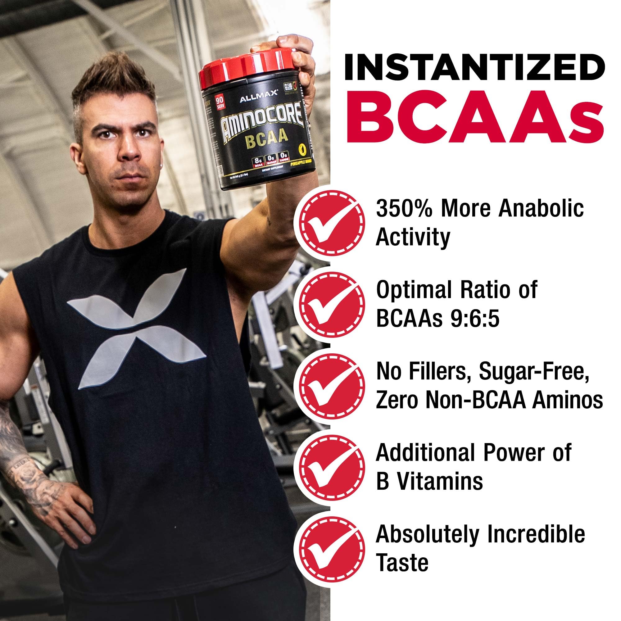 ALLMAX AMINOCORE BCAA Pineapple Mango – 945 g, 90 Servings, Sugar Free | No Fillers
