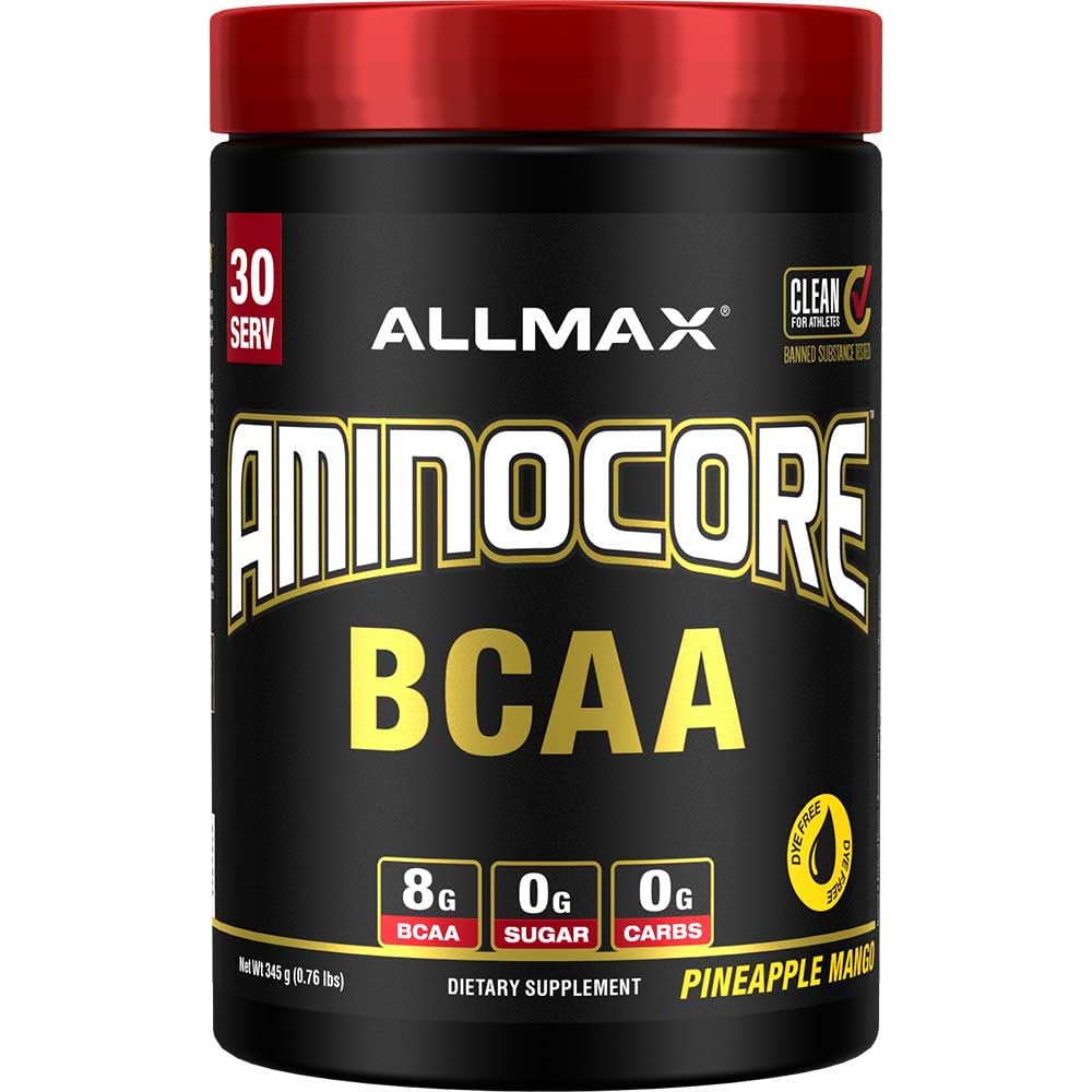 ALLMAX Nutrition AMINOCORE BCAA Powder – 8,180 mg BCAAs per Serving, Pineapple Mango, 315 g | Intra & Post-Workout Recovery