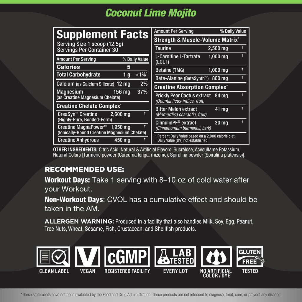 ALLMAX C:VOL Coconut Lime Mojito - Sugar Free Post-Workout Formula (30 Servings)