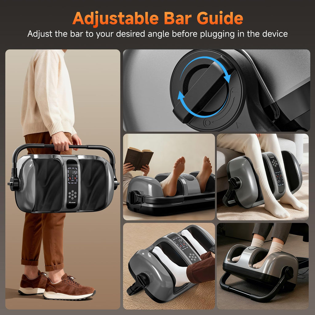 ALLYOUGER 2026 Upgraded Foot Massager with Heat – Shiatsu Kneading, 5 Intensities, 4 Modes