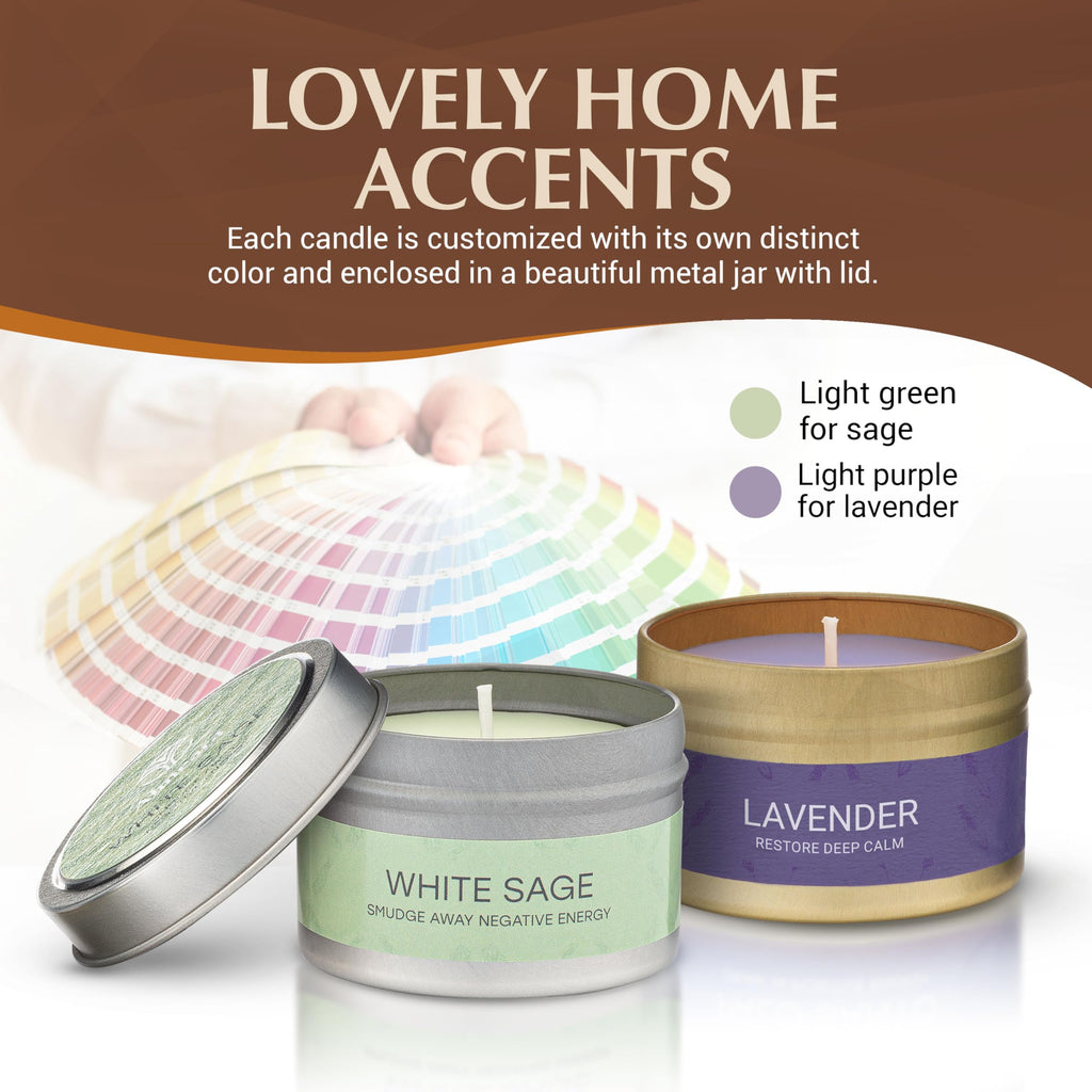 Almeara Sage & Lavender Candle Set – 2x3.7oz 100% Soy Wax
