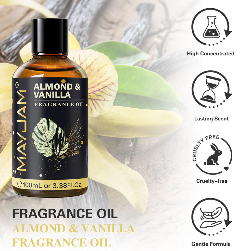 MAYJAM Almond & Vanilla Fragrance Oil - 100ml for Diffusers, Soap & Candles