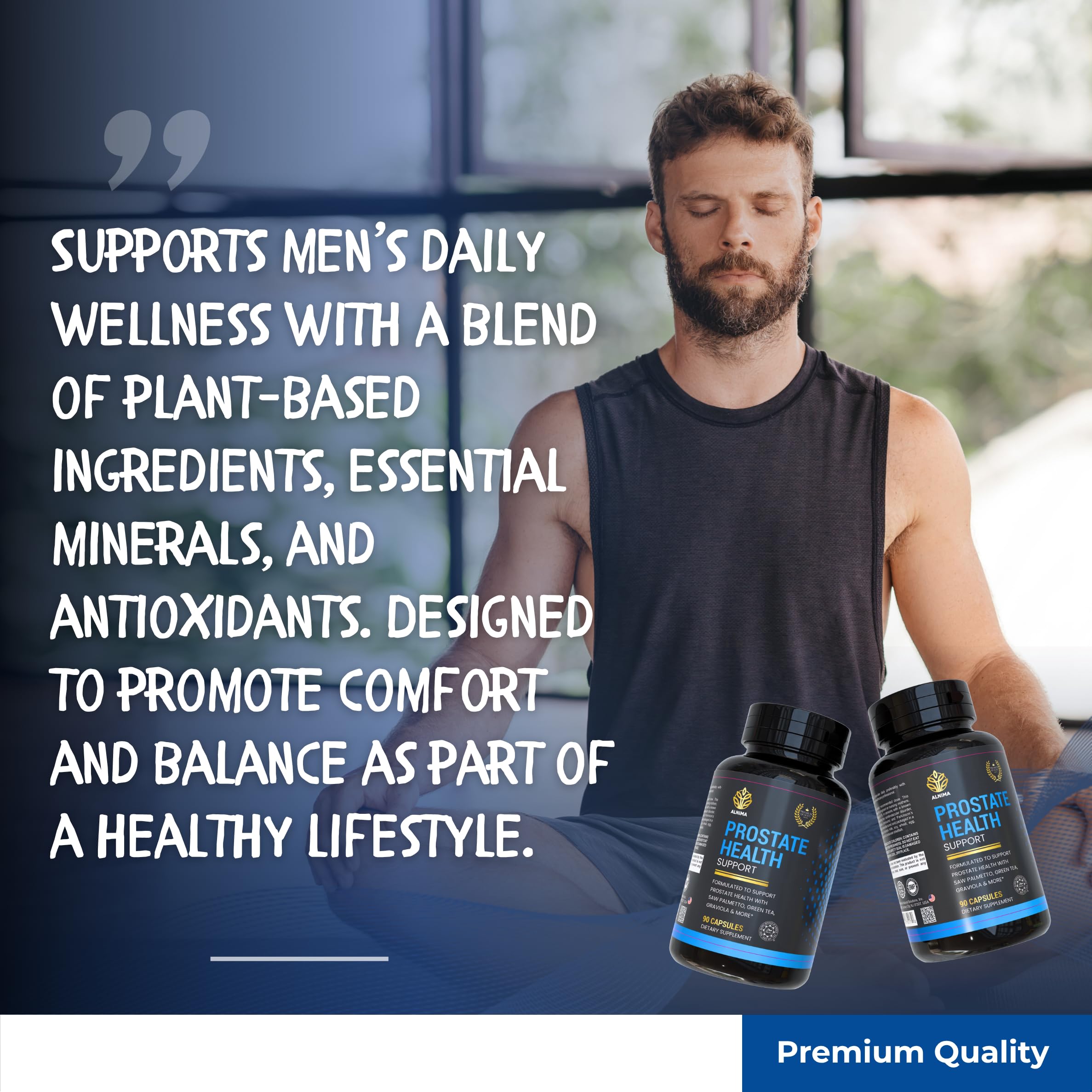 ALNIMA Halal Prostate Support for Men – Saw Palmetto, Zinc & Selenium | 90 Capsules | Made in USA