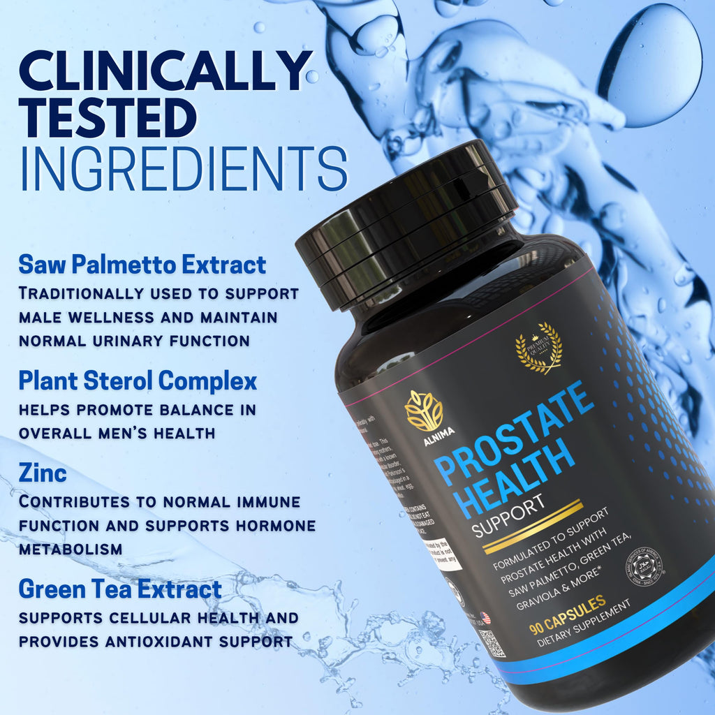 ALNIMA Halal Prostate Support for Men – Saw Palmetto, Zinc & Selenium | 90 Capsules | Made in USA