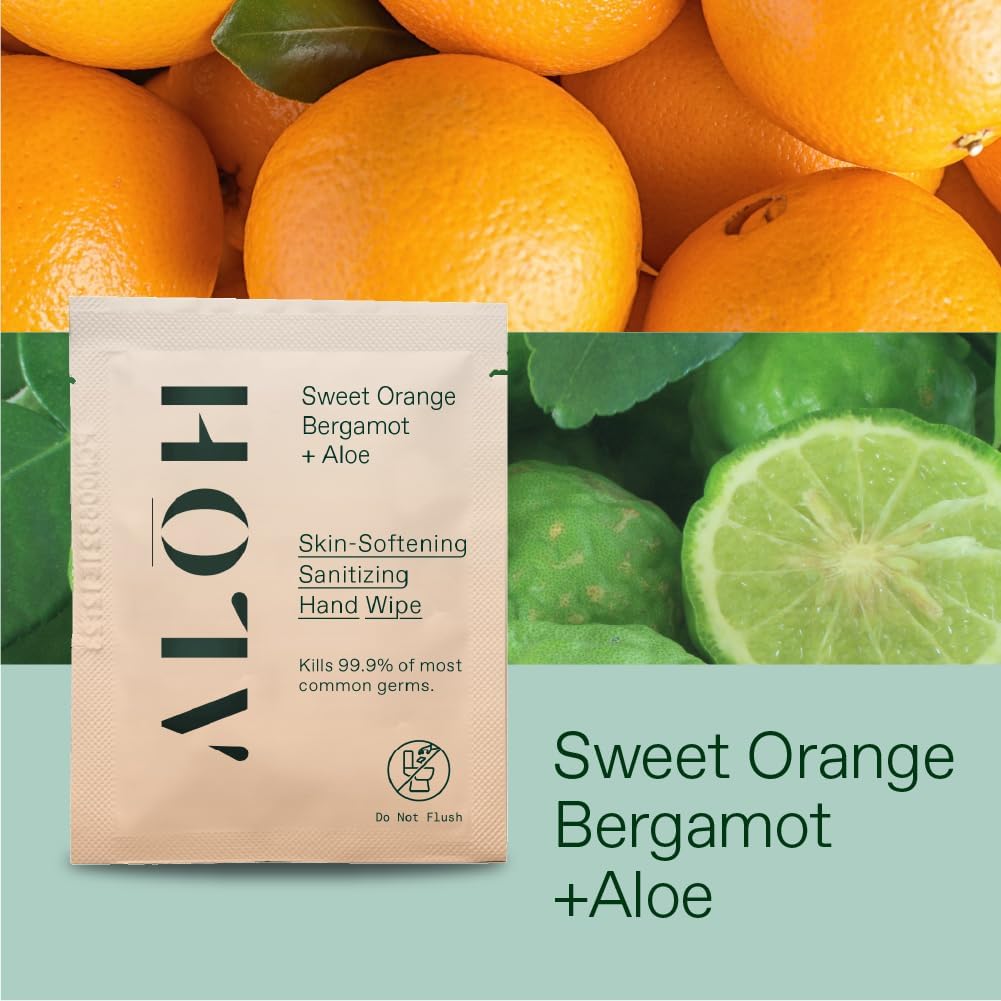 ALŌH Skin Softening Sanitizing Hand Wipes – Sweet Orange Bergamot, 500 Count Box