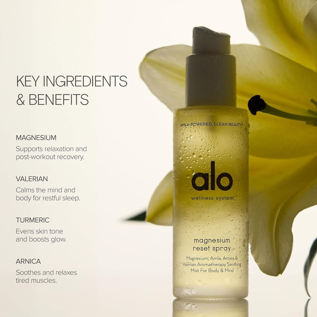 Alo Magnesium Reset Body Spray + Mini – Sleep & Stress Relief Calming Mist | Magnesium, Valerian Root, Arnica | Made in USA
