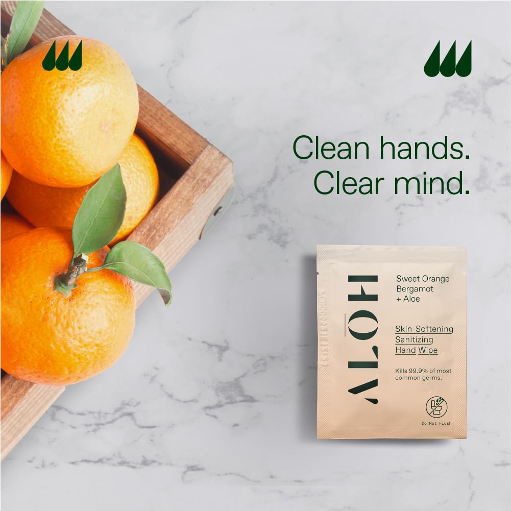 ALŌH Skin Softening Sanitizing Hand Wipes – Sweet Orange Bergamot, 500 Count Box