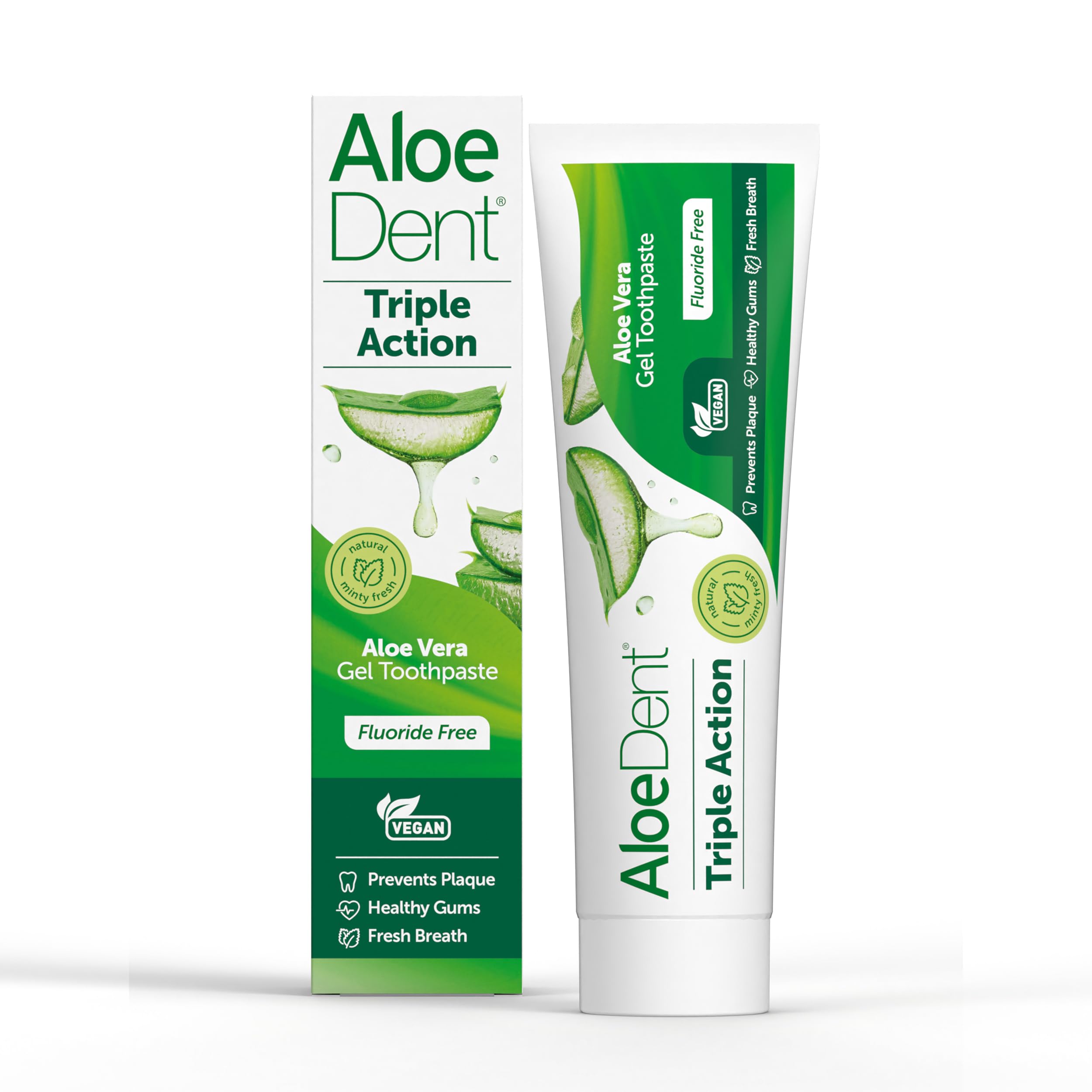 AloeDent Triple Action Toothpaste 100 ml – Fluoride-Free, Aloe Vera & Tea Tree