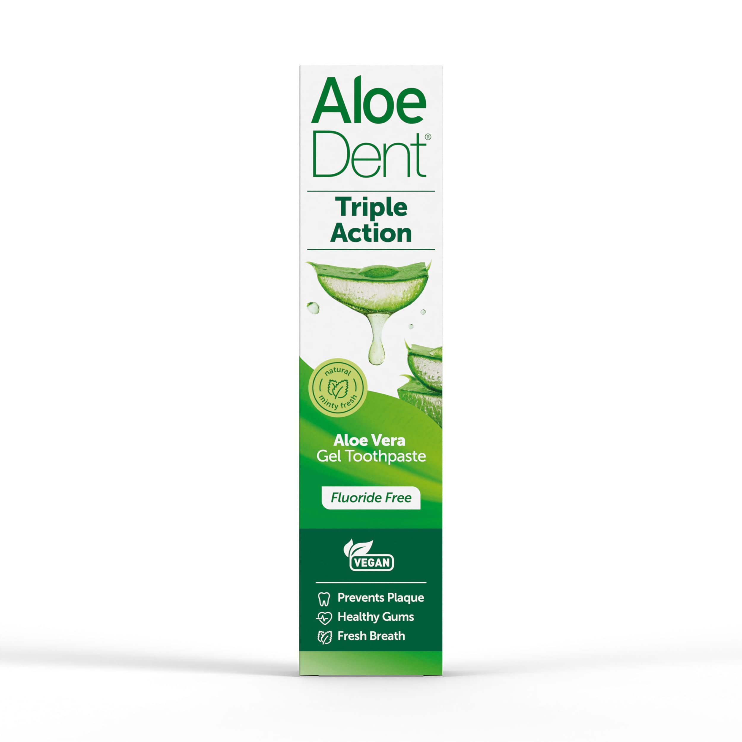 AloeDent Triple Action Toothpaste 100 ml – Fluoride-Free, Aloe Vera & Tea Tree