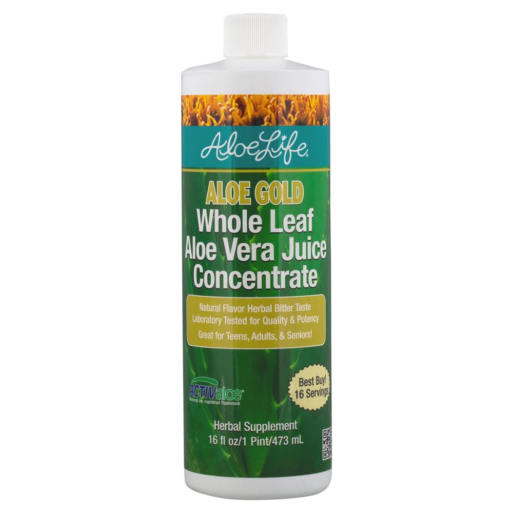 Aloe Life: Whole Leaf Aloe Vera Juice – Organic, Gluten-Free (Aloe Gold, 16 oz)