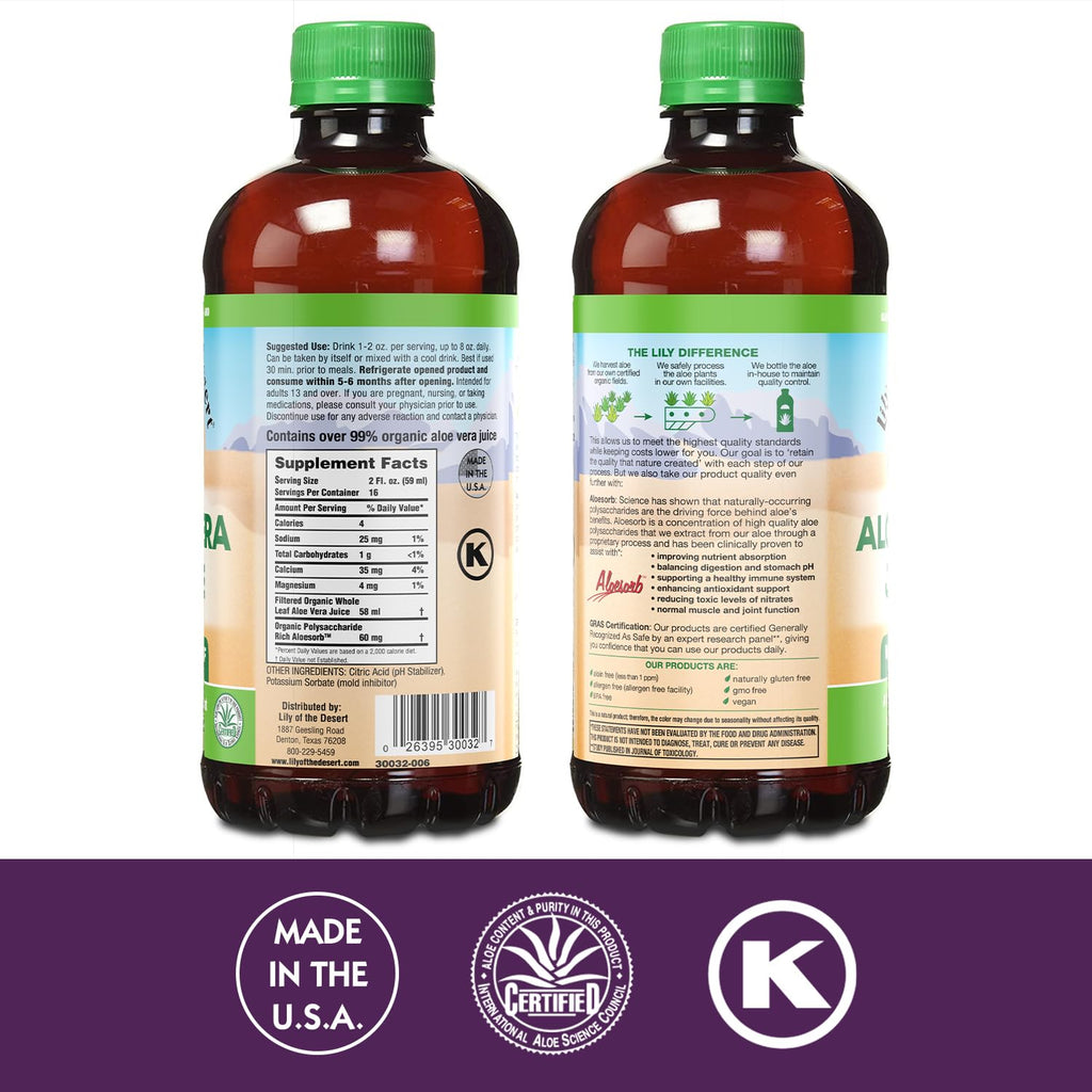 Lily of the Desert Aloe Vera Juice – Whole Leaf, Non-GMO Drink | Gut Health & Skin | 32 oz