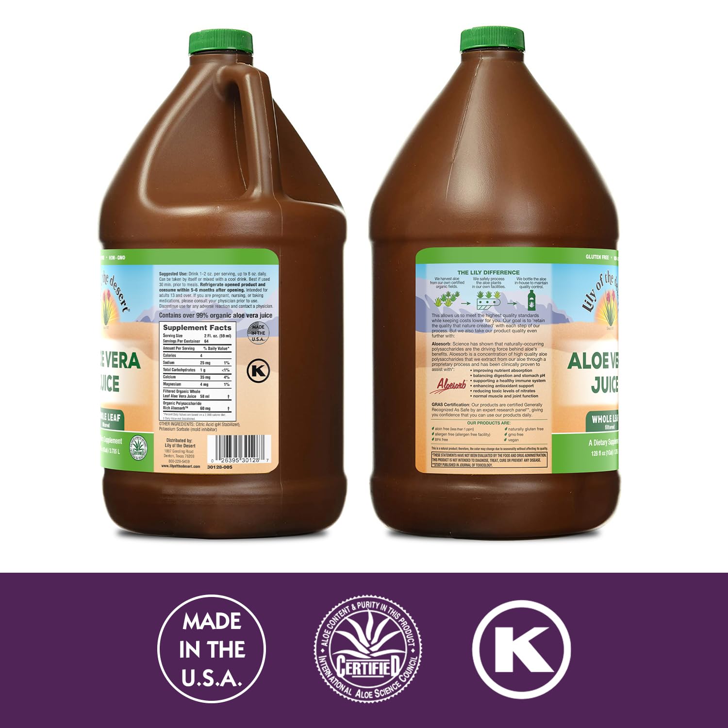 Lily of the Desert Vera Juice - Whole Leaf Aloe Vera Drink (128 Fl Oz) | Non-GMO, Aloesorb