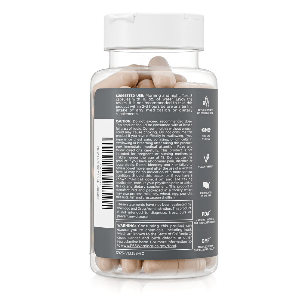 Pure for Men Stay Ready Fiber – Digestive Regularity (60 Vegan Capsules)