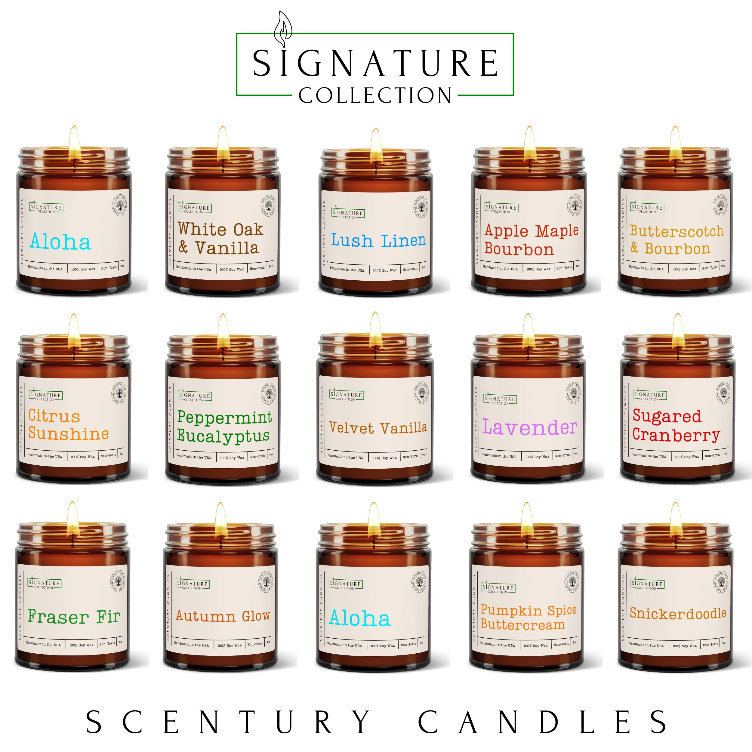 White Oak Vanilla Scented Candle | All Natural Soy Wax, Handmade in USA