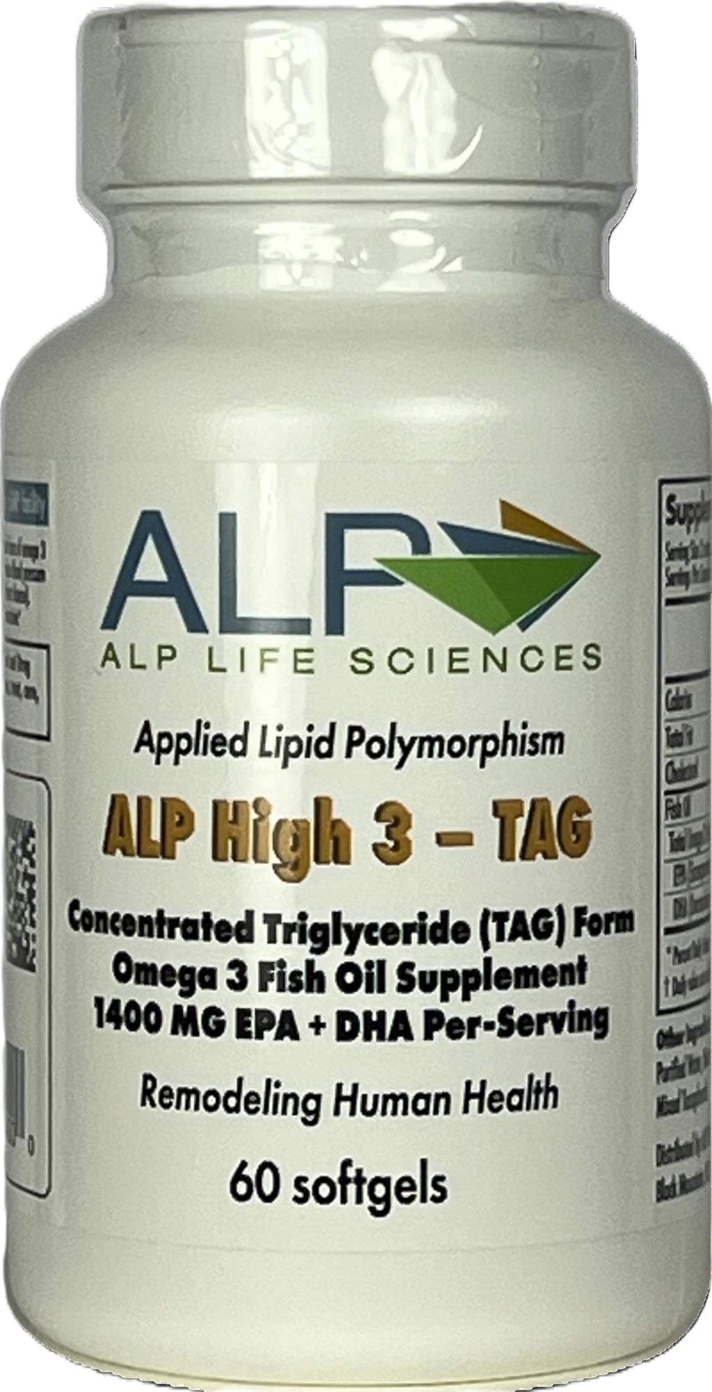 ALP High-3 TAG Omega-3 Fish Oil Supplement - 60-Count | High-Potency TG EPA/DHA