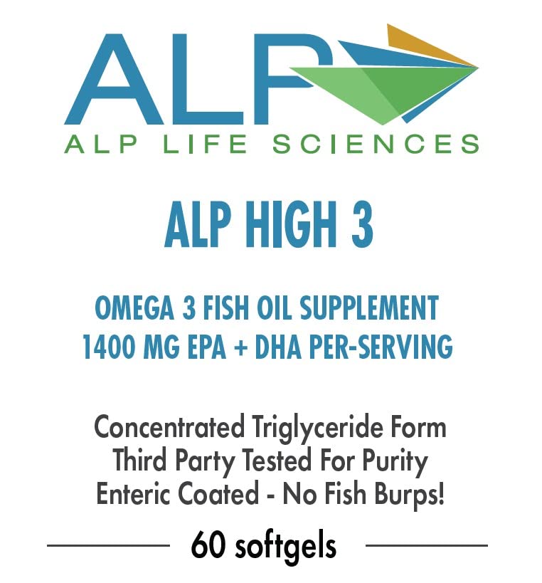 ALP High-3 TAG Omega-3 Fish Oil Supplement - 60-Count | High-Potency TG EPA/DHA