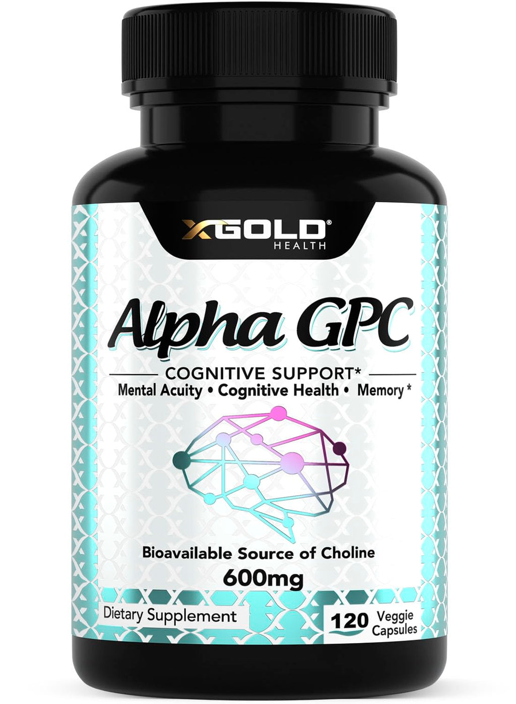 Alpha GPC Choline 600mg - Nootropic Brain Health & Focus, 120 Veggie Capsules