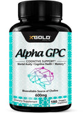 Alpha GPC Choline Supplement 600mg | 180 Veggie Capsules | High-Purity, Bioavailable Nootropic | X Gold Health