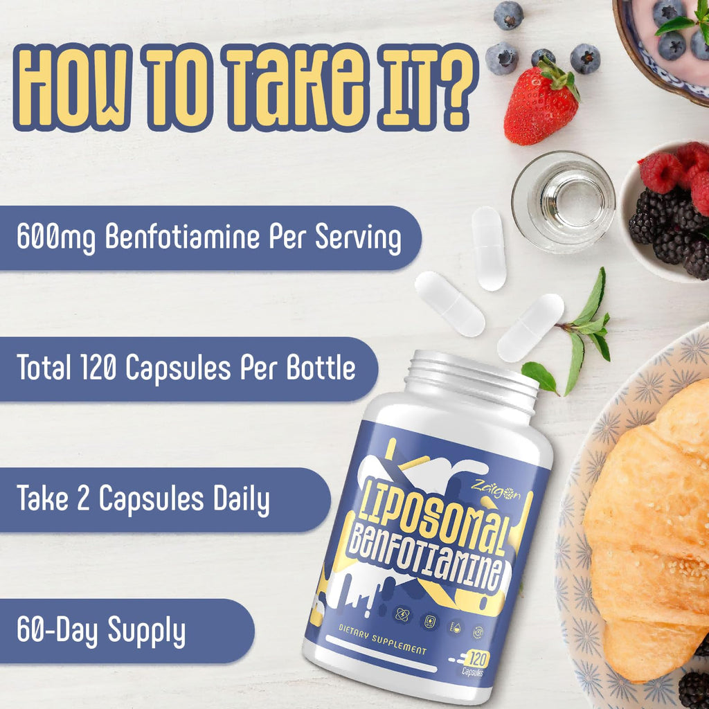 Zaigon Benfotiamine 600mg Vitamin B1 Supplement | Gluten Free