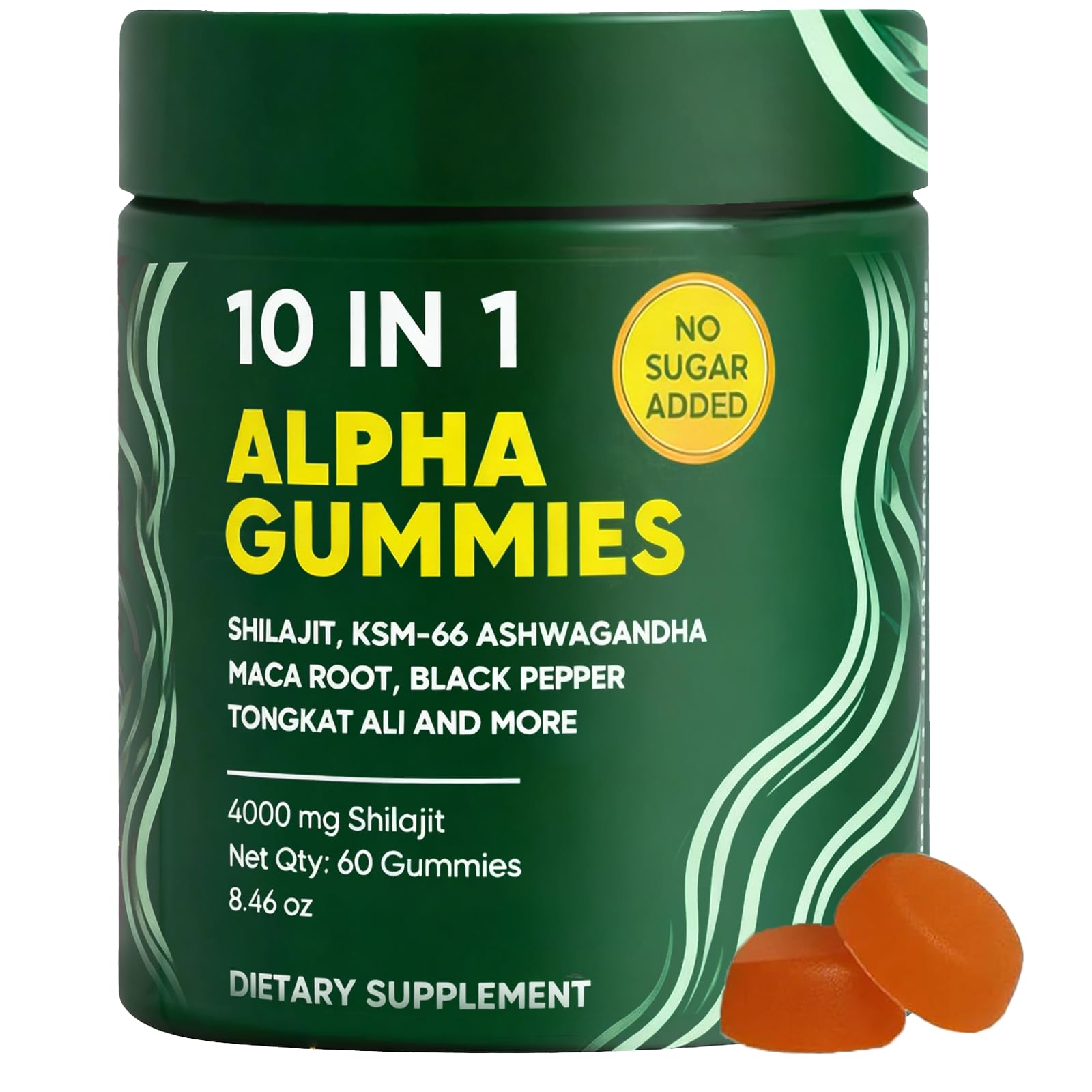 10 in 1 Alpha Shilajit Gummies – 4000mg for Energy & Immune Support | 60 Count