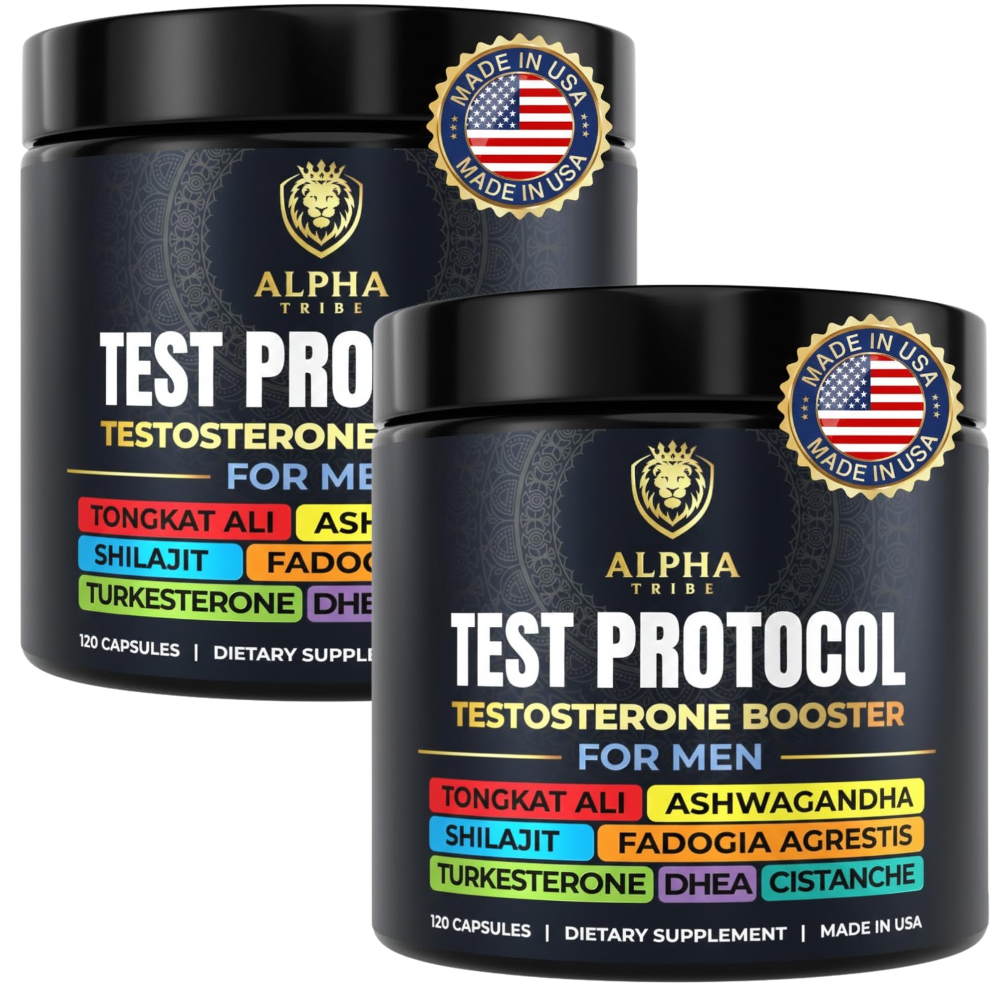 Alpha Tribe Test Protocol – Elite Natural Testosterone Support for Men | Ashwagandha & Tongkat Ali (120 Count Pack of 2)