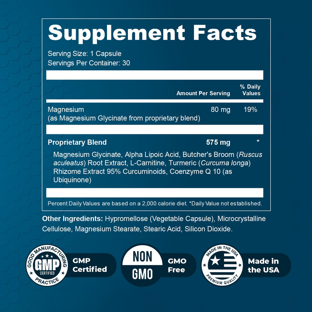 Nature's NutriWave Alphacur - Natural Supplement with Magnesium, Alpha Lipoic Acid, Turmeric & CoQ10 - Non-GMO, 100% Natural, Made in The USA, GMP-Certified - 30 Capsules, 2 Month Supply