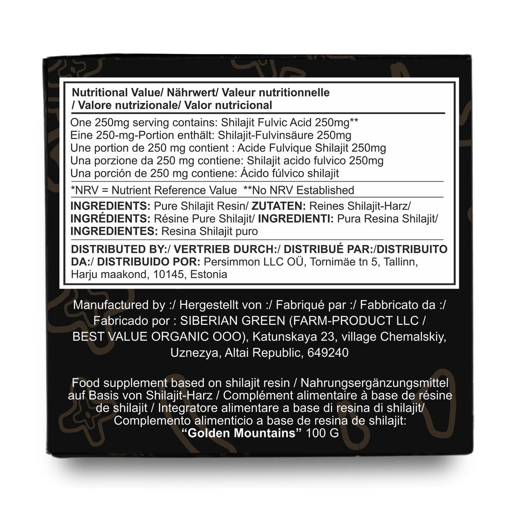 Siberian Green Pure Shilajit Resin – Altai Golden Mountains 100g with Measuring Spoon