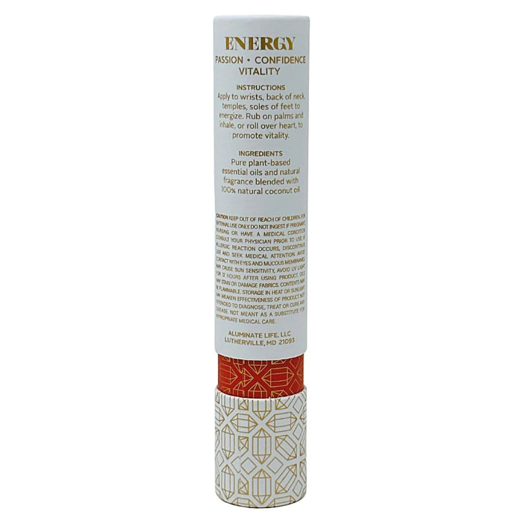 Aluminate Life Energy Essential Oil Rollerballs 7 oz, Red Carnelian Crystal Infused, Lemon, Grapefruit & Bergamot