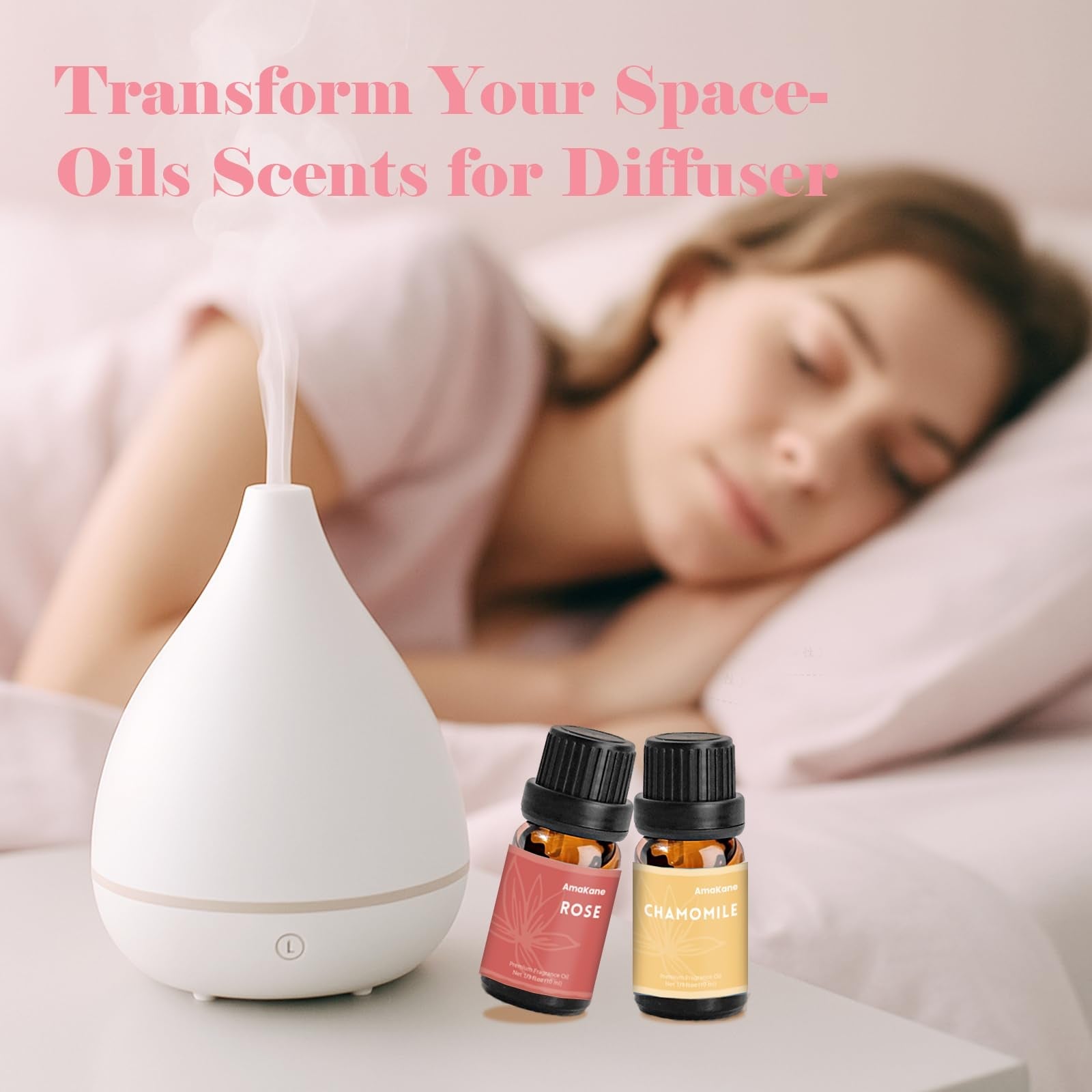 AmaKane Floral Fragrance Oils – 6x10ml Rose, Jasmine, Chamomile, Neroli, Magnolia & Cherry Blossom | Diffuser & DIY Scents