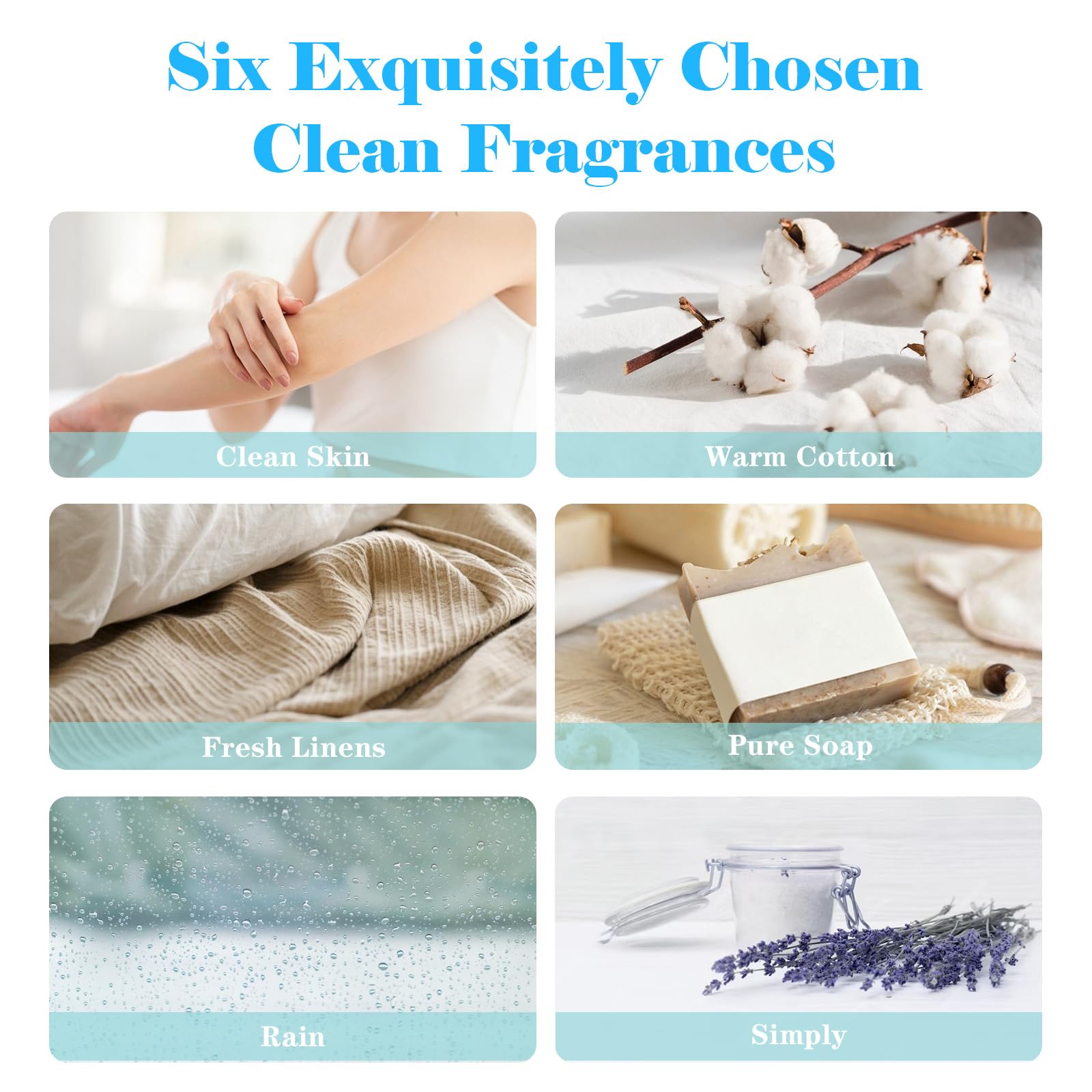 AmaKane Fragrance Oils Clean Set - 6 Premium Soap Making Scents for Diffusers, Candles, Laundry