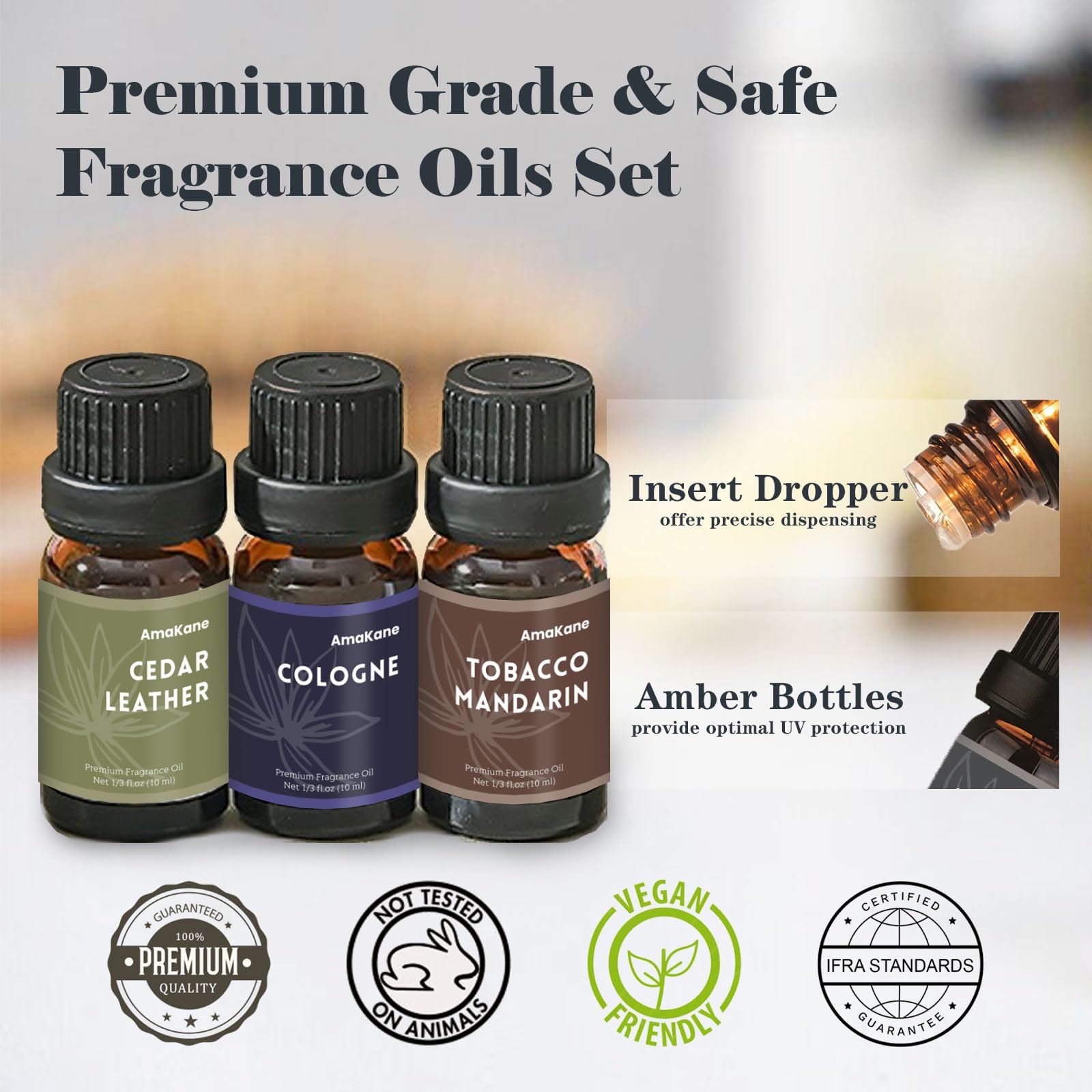 AmaKane Fragrance Oils – Masculine Scents for Men (6x10 ml each)