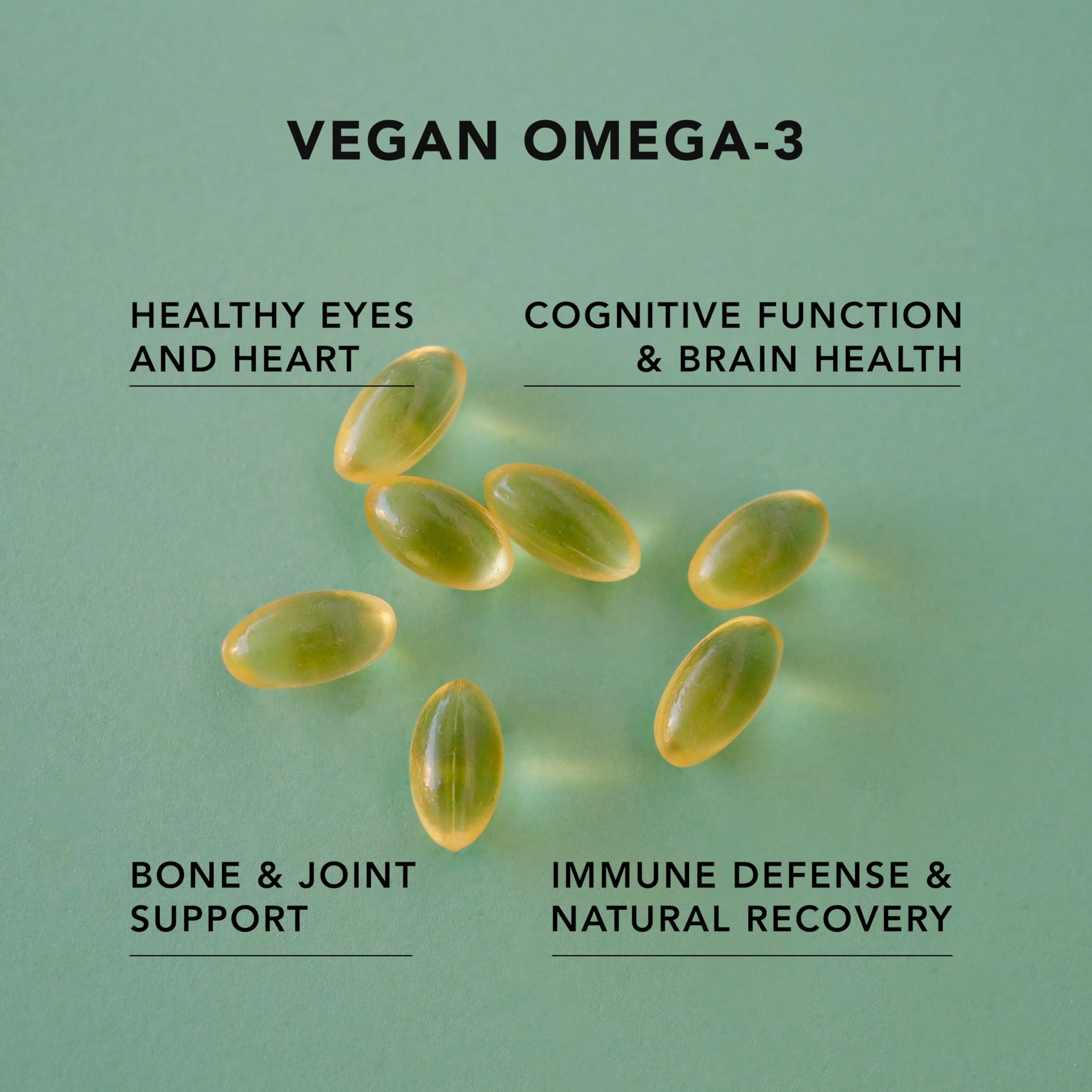 AMANDEAN Vegan Omega-3 Supplement – Algae DHA & EPA, Carrageenan-Free (120ct)