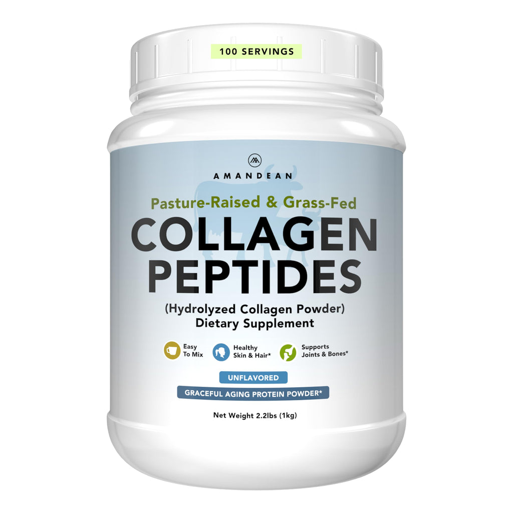 AMANDEAN Collagen Peptides Powder 1kg – Grass-Fed, Enzymatically Hydrolyzed Type 1 & 3, Unflavored, Non-GMO