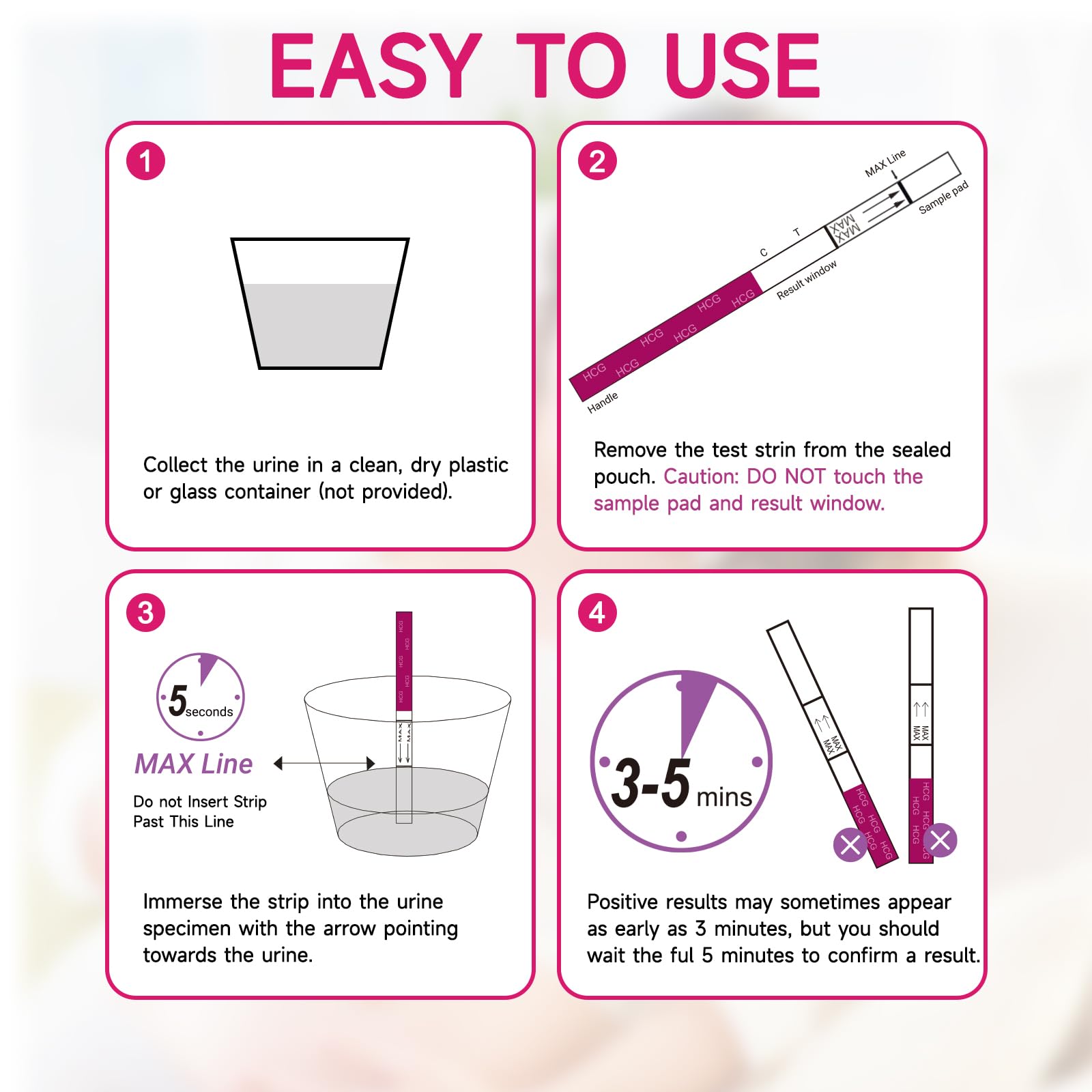 Amazewell Early Detection Pregnancy Test Strips – At-Home hCG Tests, 50 Pack, 99%+ Accuracy