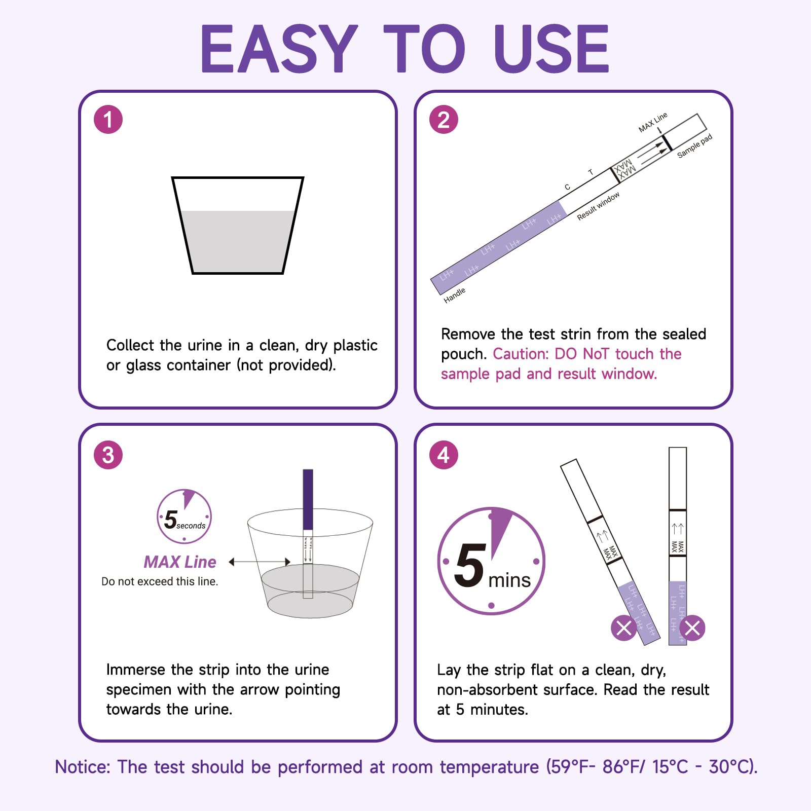 Ovulation Test Strips with Cups – Amazewell LH Kit, 50 Pcs