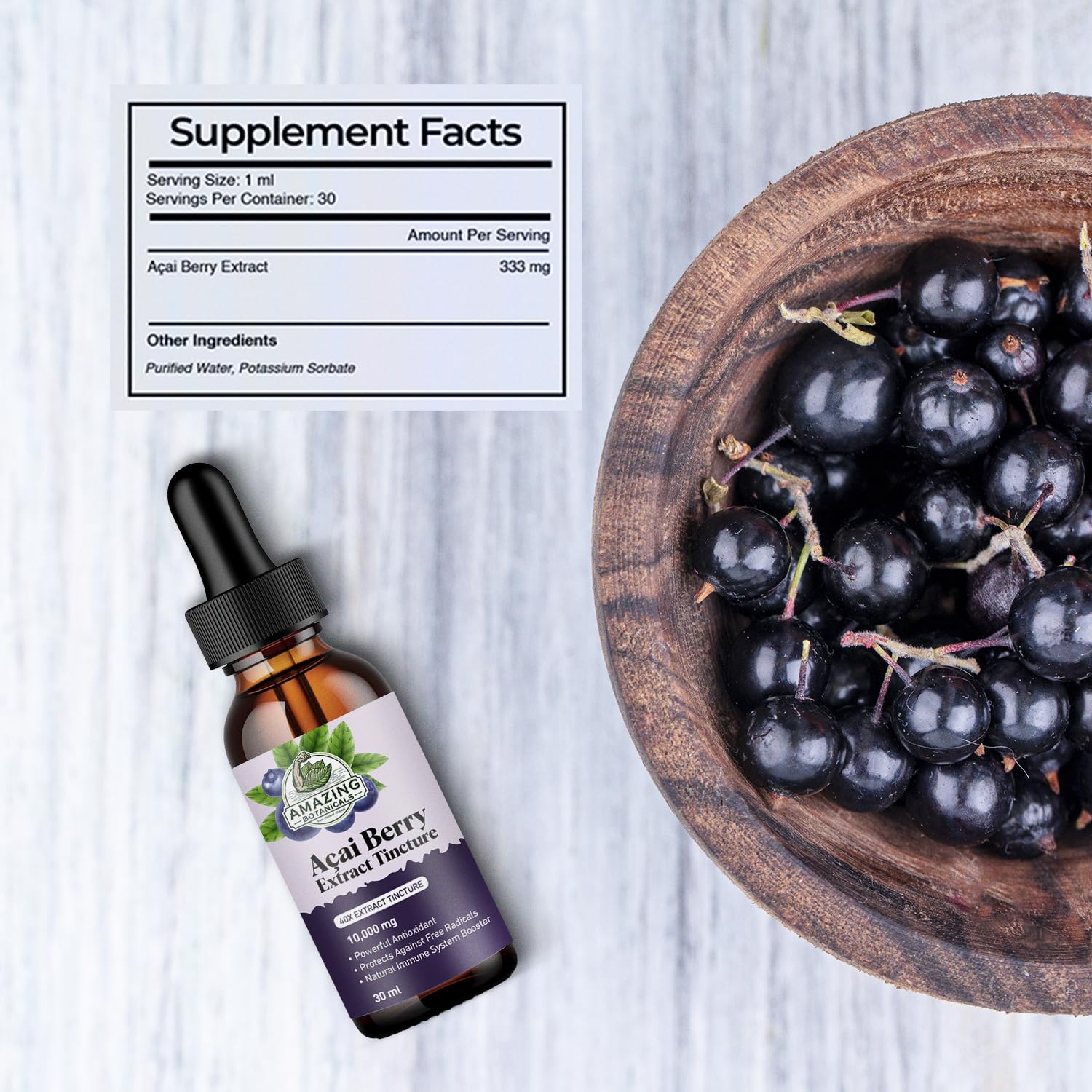 Amazing Botanicals Acai Berry Tincture 10,000 mg – 30ml | Premium Antioxidant Supplement