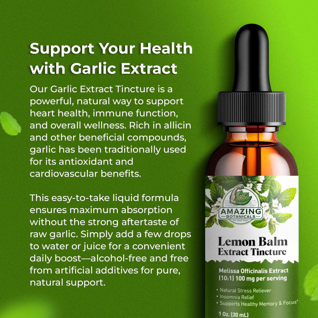 Amazing Botanicals Lemon Balm 10X Extract Tincture – 30,000 mg, 30 ml, Relaxation & Cognitive Support