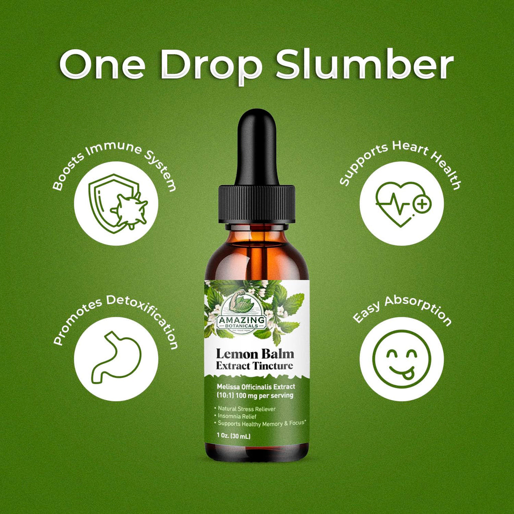 Amazing Botanicals Lemon Balm 10X Extract Tincture – 30,000 mg, 30 ml, Relaxation & Cognitive Support