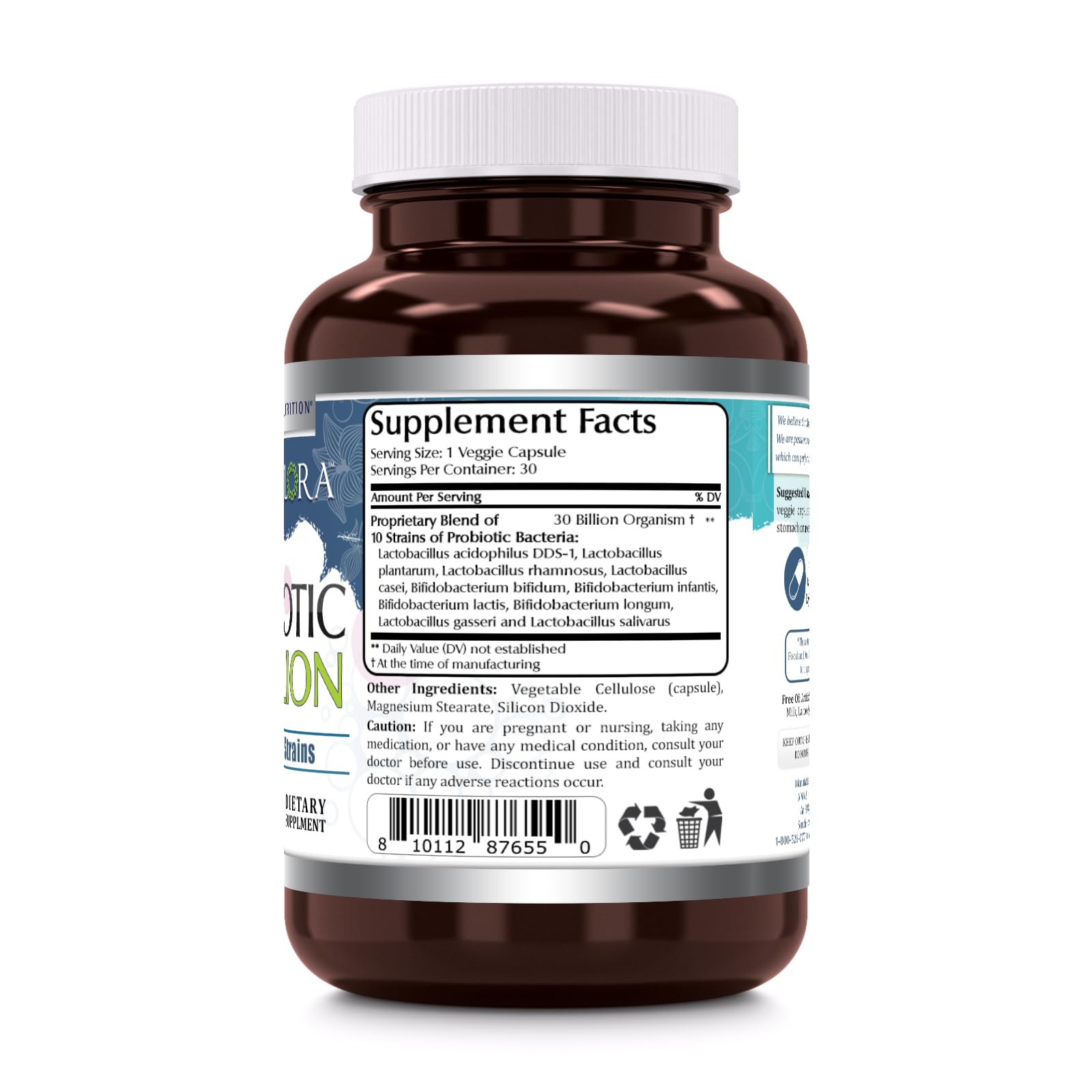 Amazing Flora Probiotic 30B | 10 Strains | Veggie Capsule | Made in USA